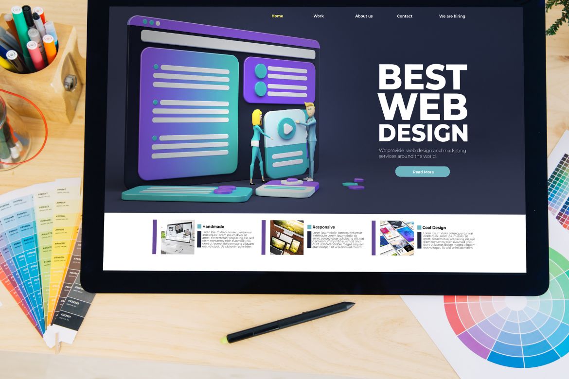 computer screen with text "best web design"