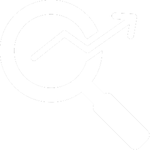 icon of magnifying glass with upward arrow