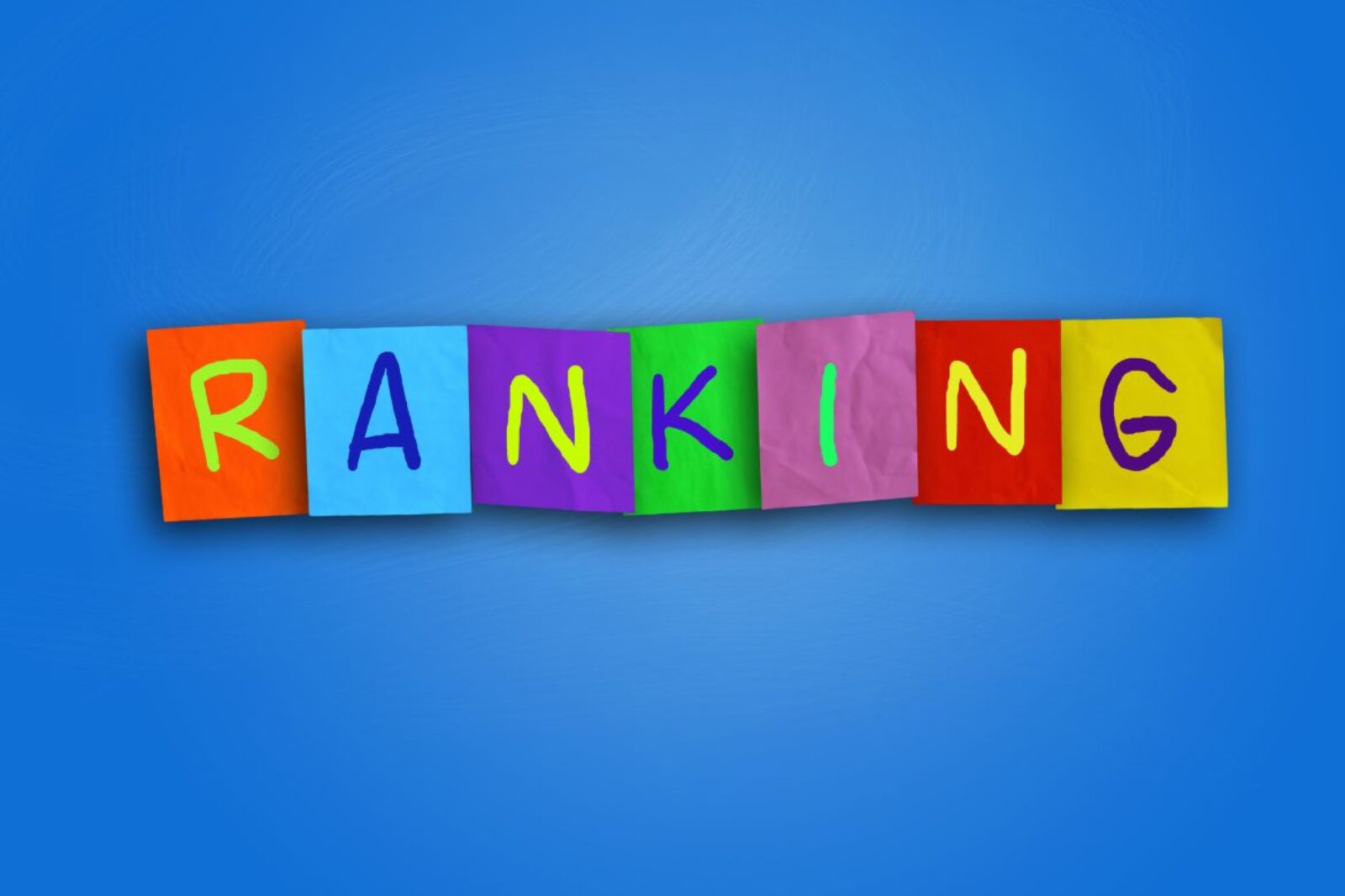 sticky notes with the text "RANKING"