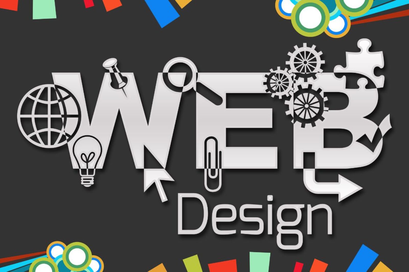 lots of color strips with text that reads :website design"