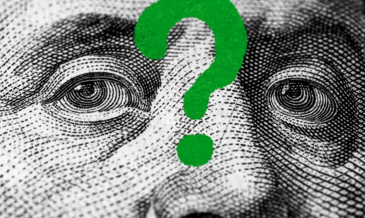 dollar bill with question mark