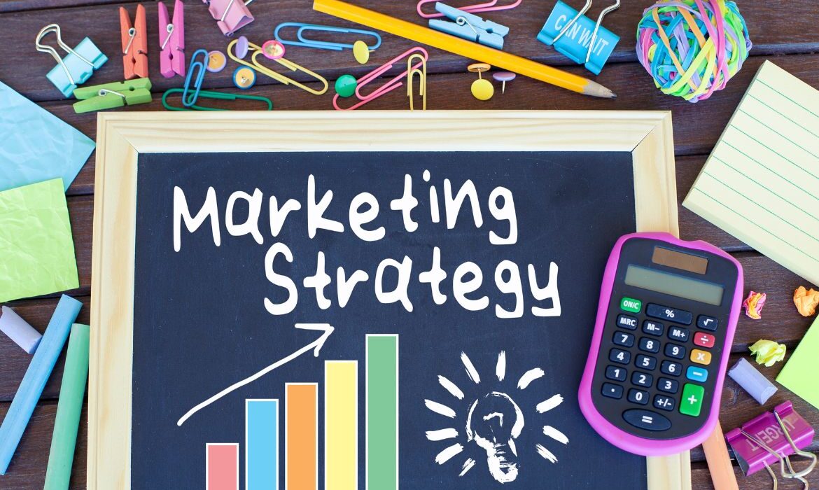 graph showing growth with text "marketing strategy"