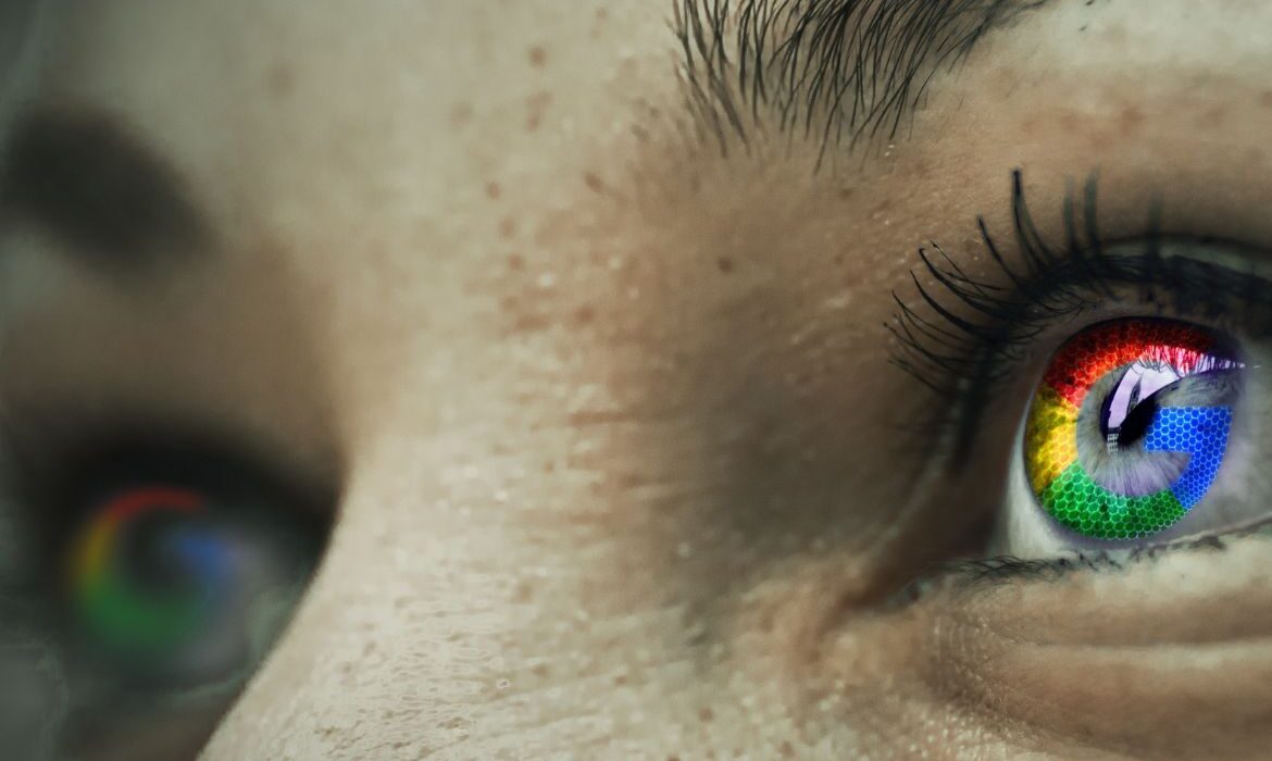 eyes reflecting google colors