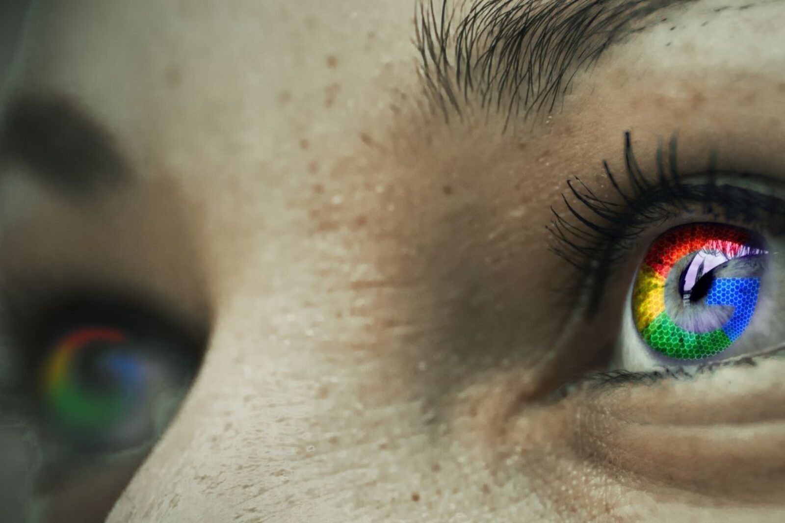 eyes reflecting google colors