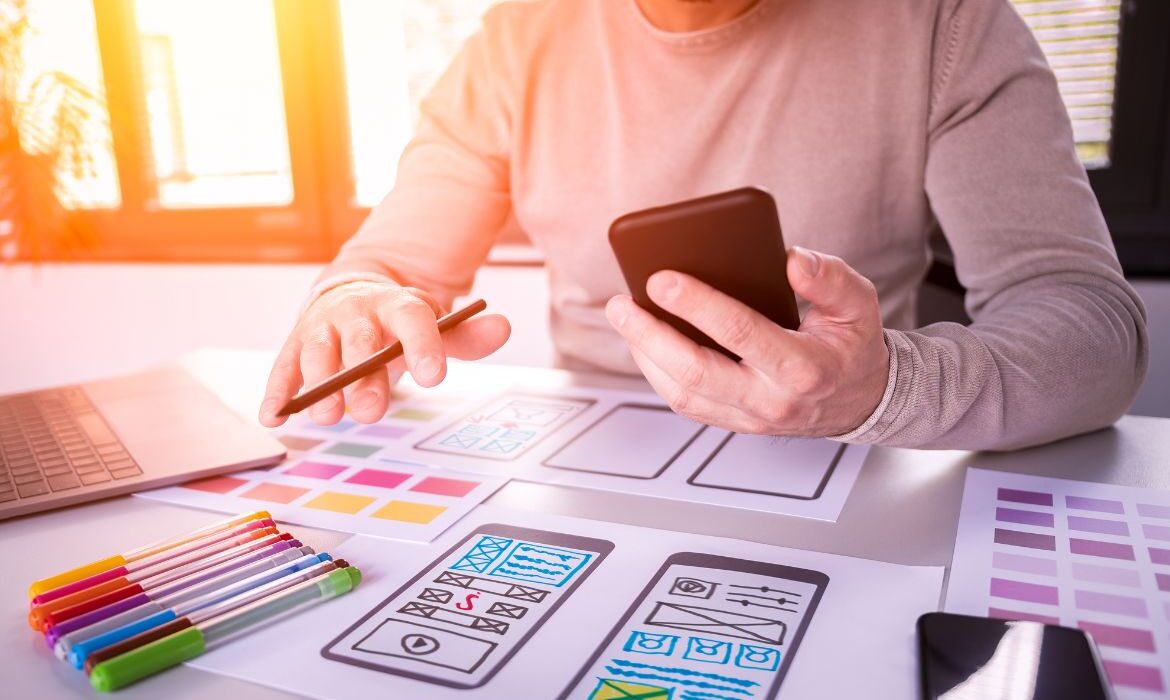 web designer creating a mockup