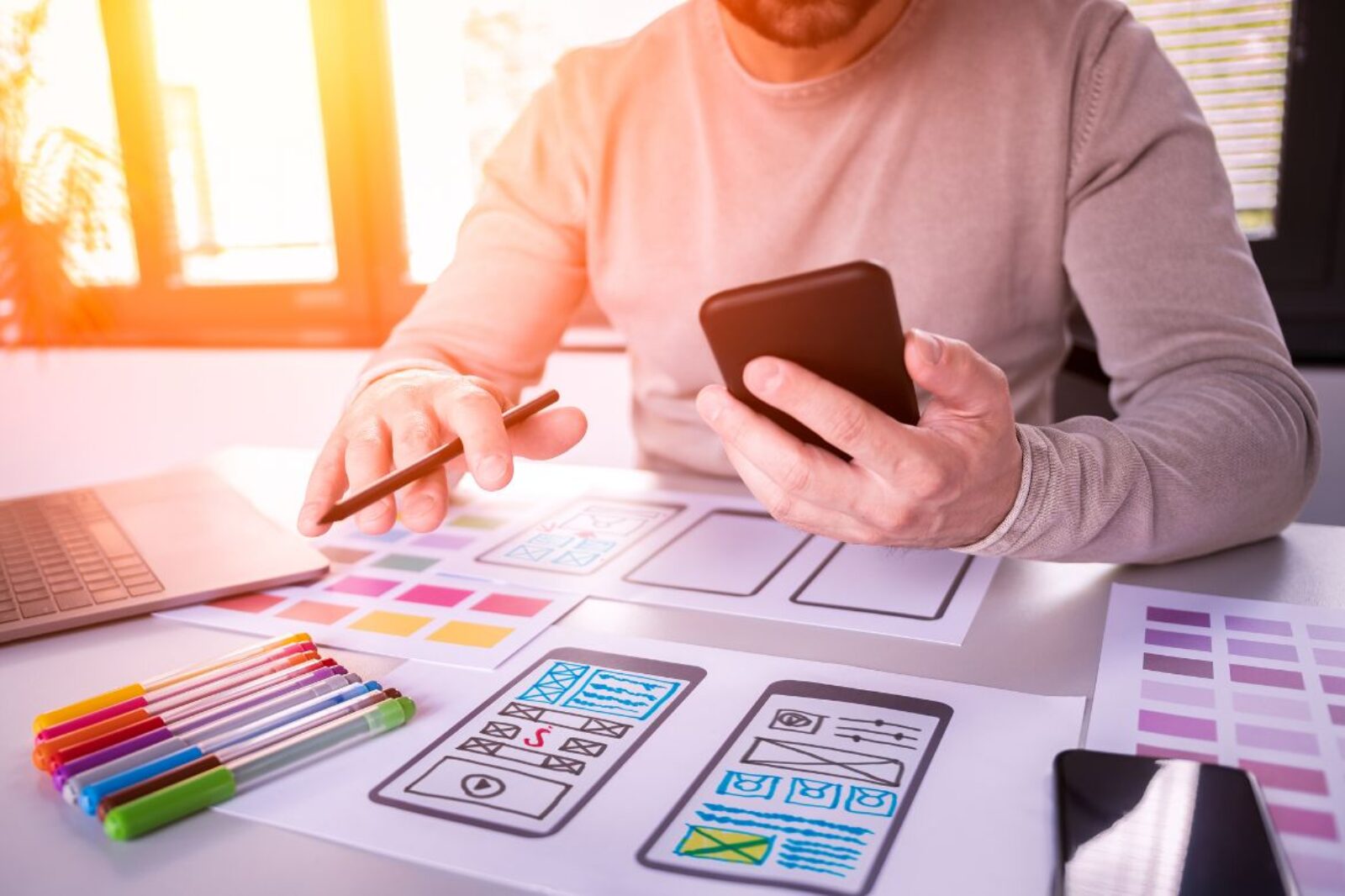 web designer creating a mockup