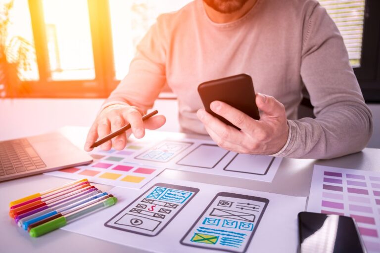 web designer creating a mockup